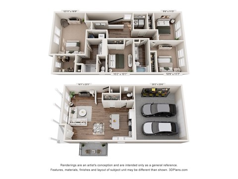 Floor plan for 4 beds, 2.5 baths, 1872 sqft